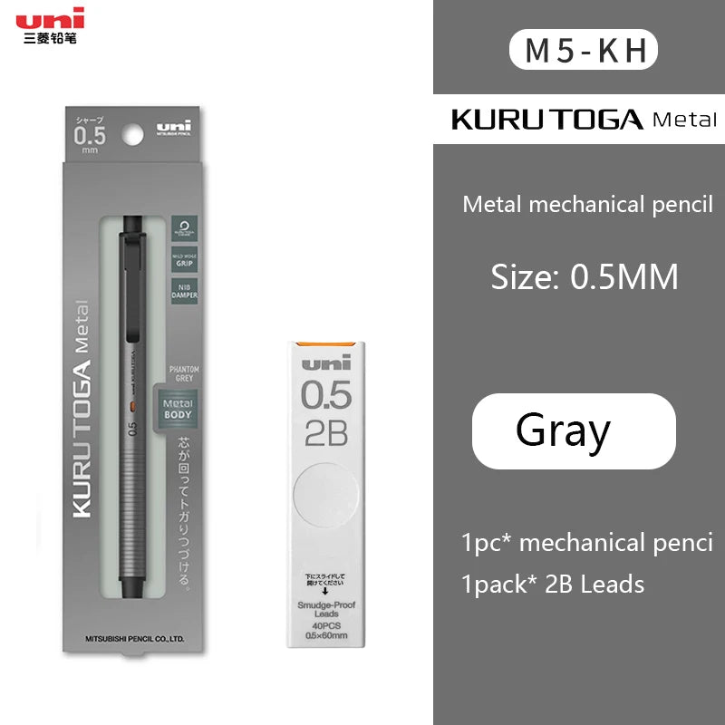 Uni Kuru Toga Wooden Metal Mechanical Pencil M5-KW/KH 0.5MM Heavy Duty Automatic Pencil Back To School Stationery Supplies