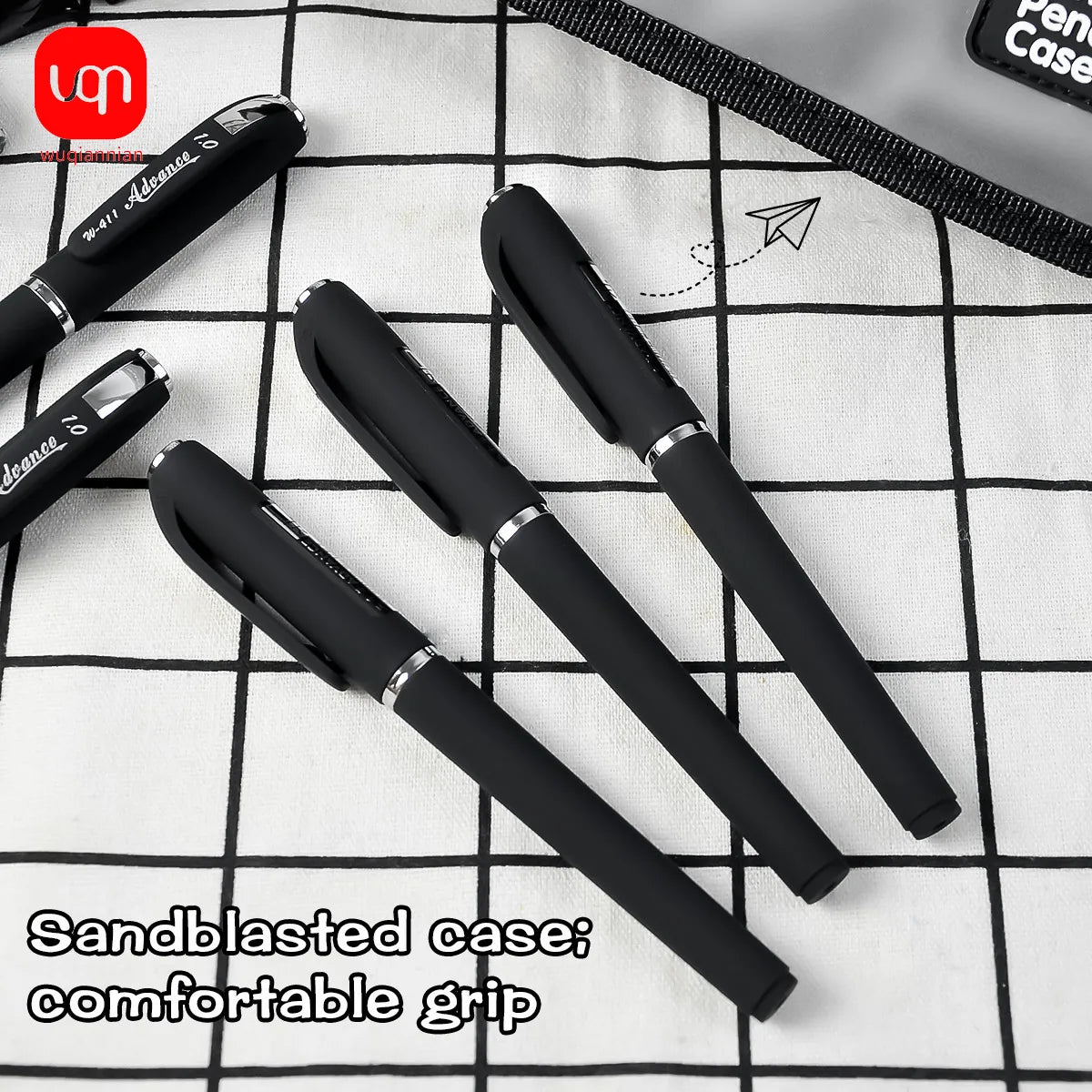 WQN-3/6/12PCS Frosted Black Gel Pen, 1.0mm Nib, Large-Capacity Black Ink,Examination-Specific Pen, Used For Writing And Office