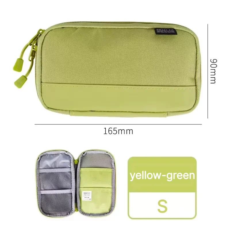 Japan Lihit Lab Large Capacity PU Waterproof Pencil Case Big Pen Holder, Fabric Stationery & Sundry Bag for School Students