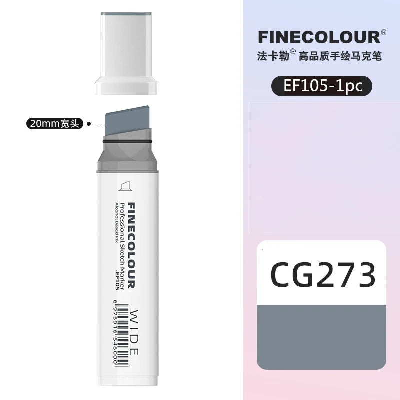 Finecolour 20mm Wide Markers Alcohol Line Sketching Art Markers Pen Drawing School Art Supplies EF105
