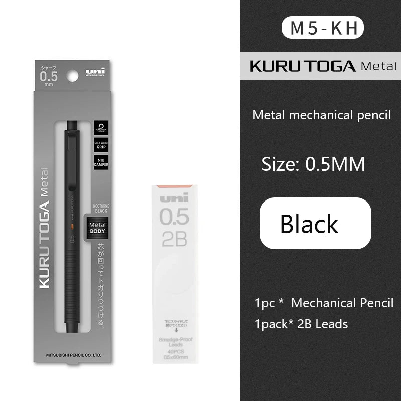 Uni Kuru Toga Wooden Metal Mechanical Pencil M5-KW/KH 0.5MM Heavy Duty Automatic Pencil Back To School Stationery Supplies
