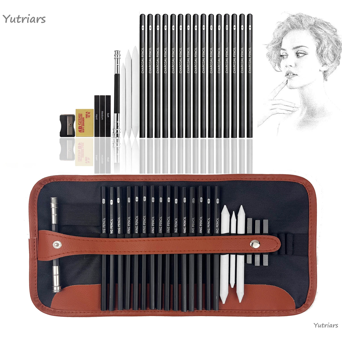 25 Pcs Drawing Sketching Coloring Set Drawing Pencils & Sketching Kit Art Tool Kit Professional Art Supplies Set