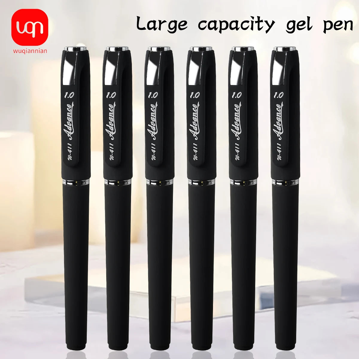 WQN-3/6/12PCS Frosted Black Gel Pen, 1.0mm Nib, Large-Capacity Black Ink,Examination-Specific Pen, Used For Writing And Office