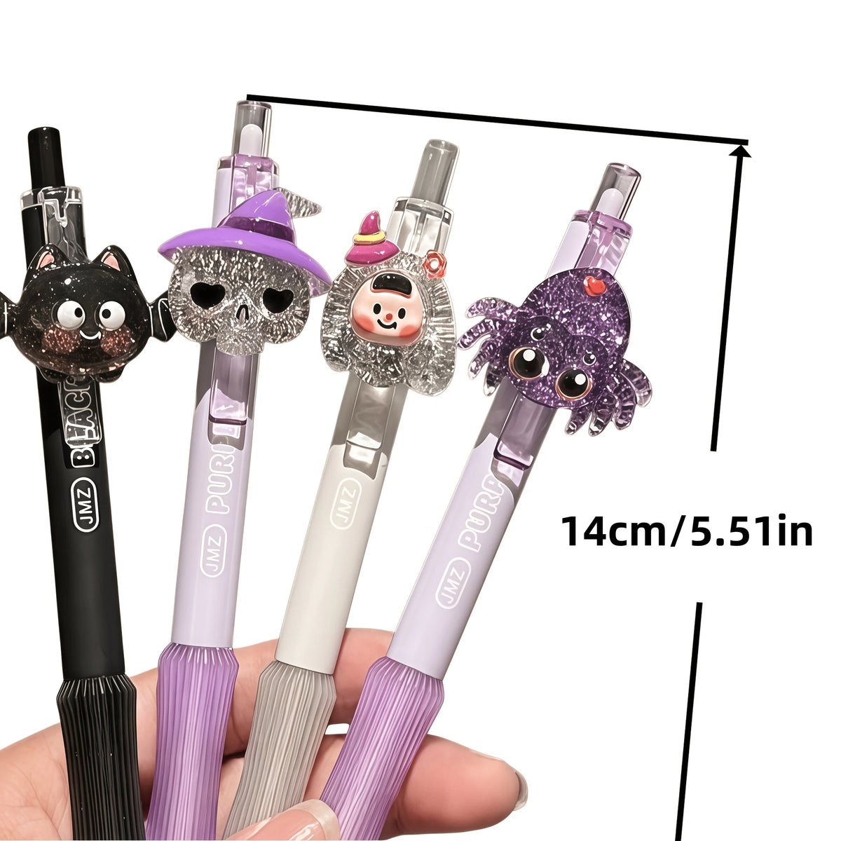 8/4 Pieces with Random Designs, Halloween Limited Edition Glitter-Scented Pendant Gel Pens with Black Ink, Quirky and Fun Style, Smooth Quick-Dry Black Ink, 3D Ghost Pumpkin Glitter Accessories, Sweet and Dark Color Sc