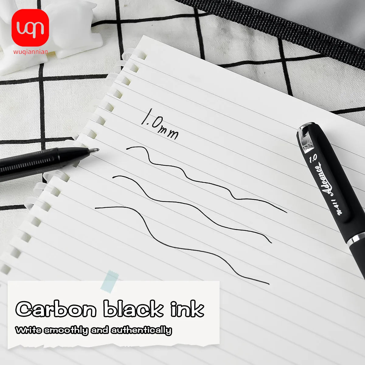 WQN-3/6/12PCS Frosted Black Gel Pen, 1.0mm Nib, Large-Capacity Black Ink,Examination-Specific Pen, Used For Writing And Office