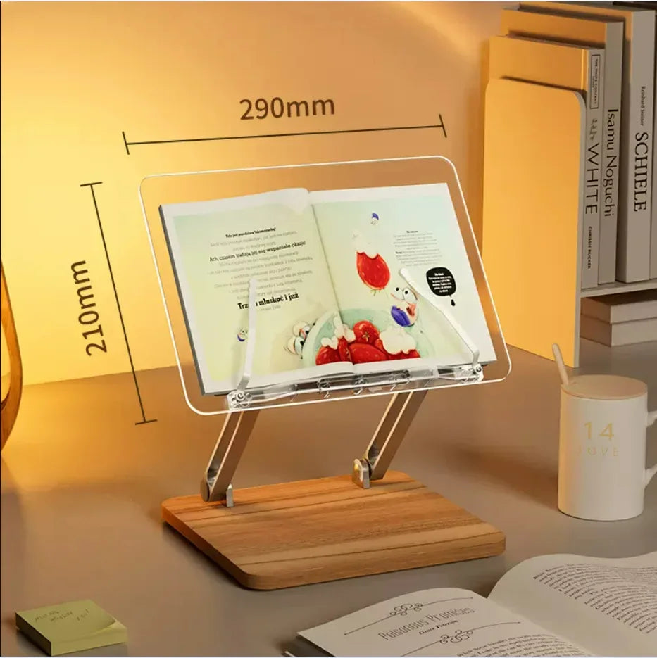 Transparent Acrylic Multifunctional Lifting Reading Stand for Children Reading in Bed Desktop Storage Bookshelf
