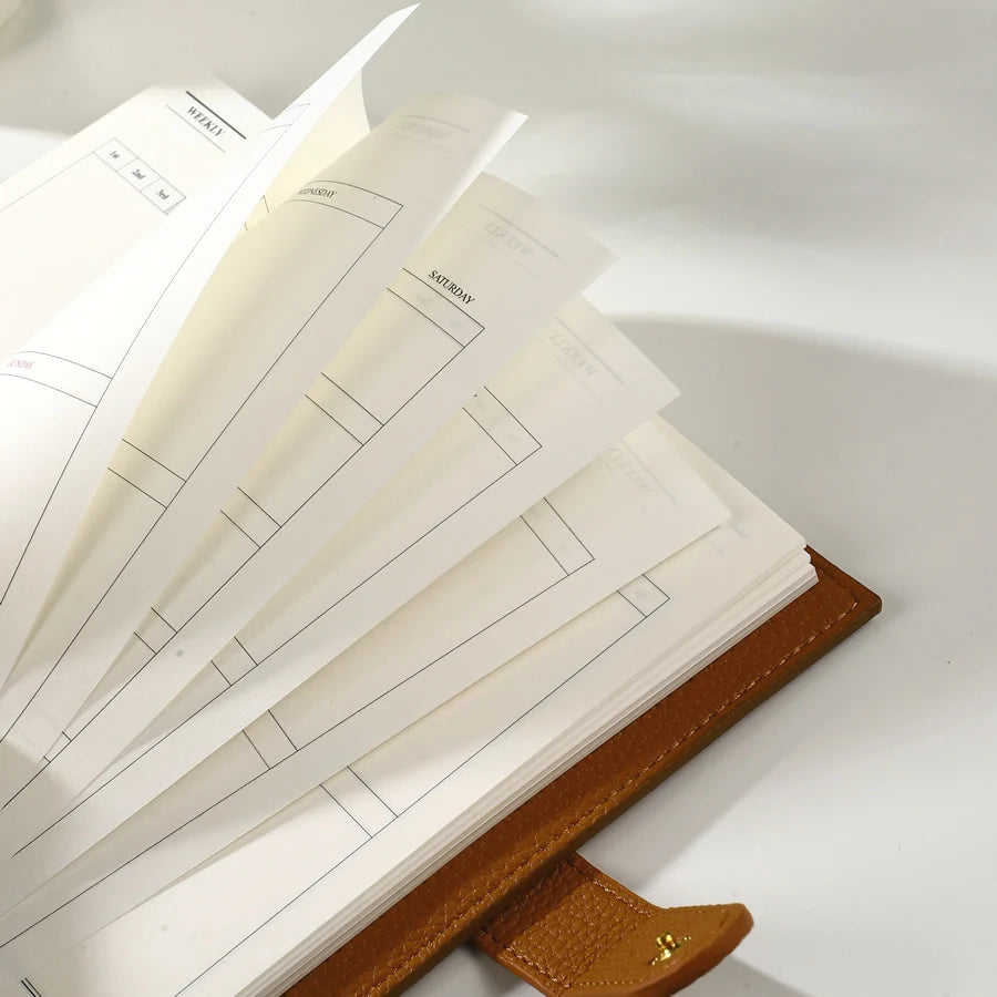 A6 Weekly Planner Notebook | Compact Leather Cover, Ideal for On - the - Go Scheduling. Keep Your Week Organized Effortlessly!