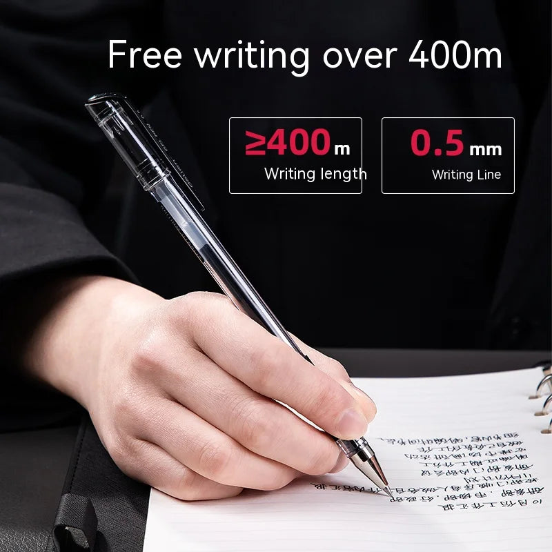 Deli 12-Pack Gel Pen Set 0.5mm Ballpoint Black Blue Red Ink Colors Writing Tools for School Office Stationery Supplies