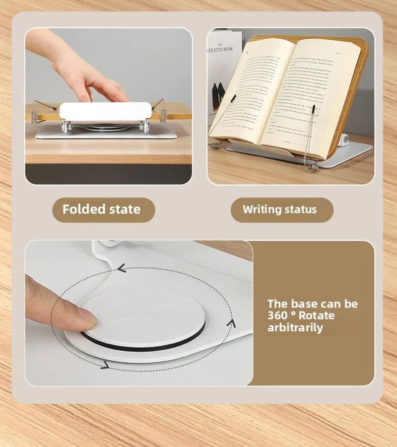Rotating Wood Grain Reading Stand Reading Stand Children's Bookshelf Learning Multi-functional Lifting Notebook Support Stand