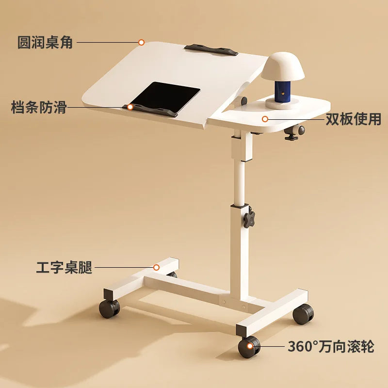 Foldable Height Adjustable Movable Computer Desk Stand Floor Lazy Bedside Table Multi Purpose Reading Puzzle Rack