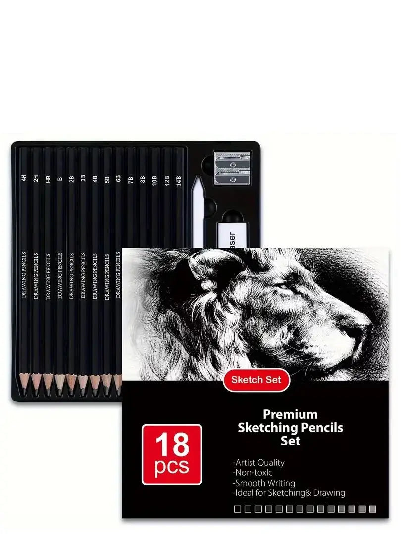 18/29/44pcs Sketch Set, Graphite and Charcoal, Professional Art Painting Kit for Artists, Adults, Ideal for Shading