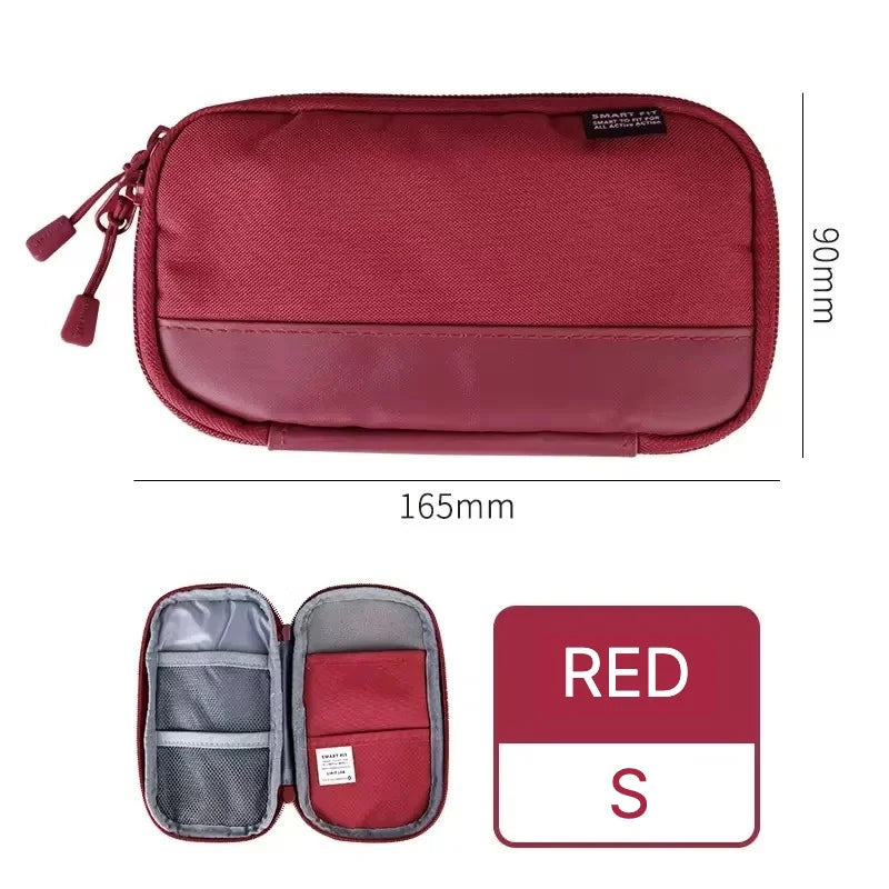 Japan Lihit Lab Large Capacity PU Waterproof Pencil Case Big Pen Holder, Fabric Stationery & Sundry Bag for School Students
