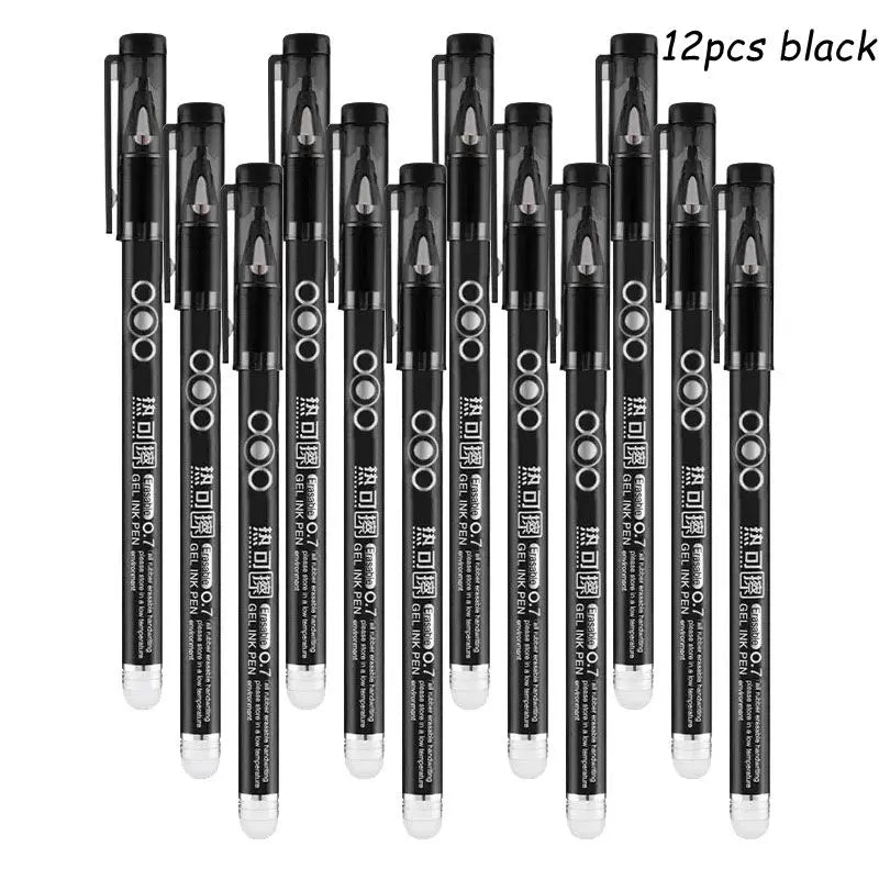 4-12PCS Heat Erasable Pens, Bullet Nib, Colored Heat Sensitive Erasable Gel Pen, 0.7MM Smooth Writing, Black Blue Red Green Ink