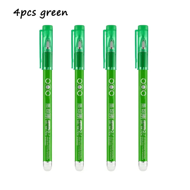 4-12PCS Heat Erasable Pens, Bullet Nib, Colored Heat Sensitive Erasable Gel Pen, 0.7MM Smooth Writing, Black Blue Red Green Ink