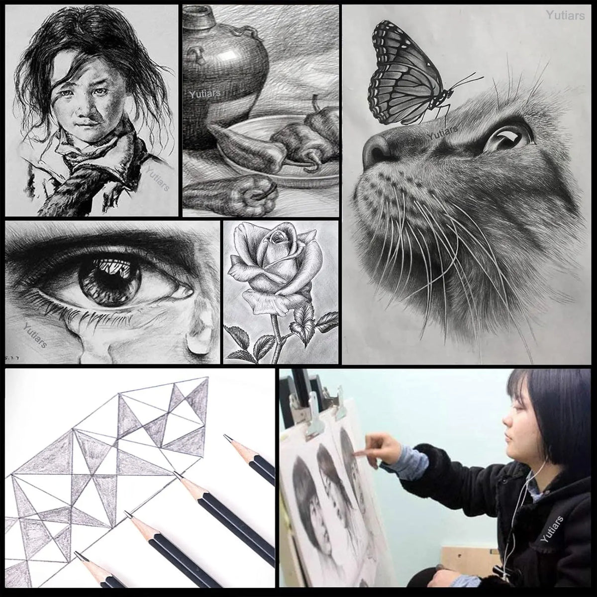 25 Pcs Drawing Sketching Coloring Set Drawing Pencils & Sketching Kit Art Tool Kit Professional Art Supplies Set