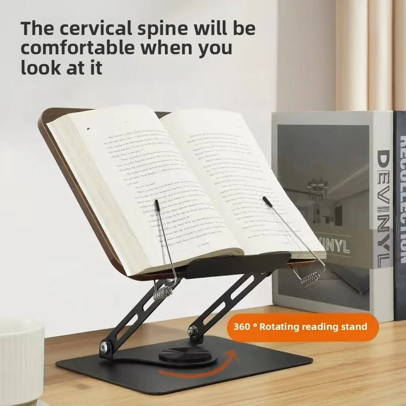 Rotating Wood Grain Reading Stand Reading Stand Children's Bookshelf Learning Multi-functional Lifting Notebook Support Stand