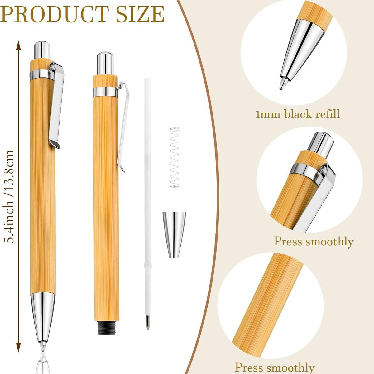 20-200PCS Customizable Bamboo Ballpoint Pens Personalized Company Business LOGO Wood Pen Ideal for School Offices Advertising