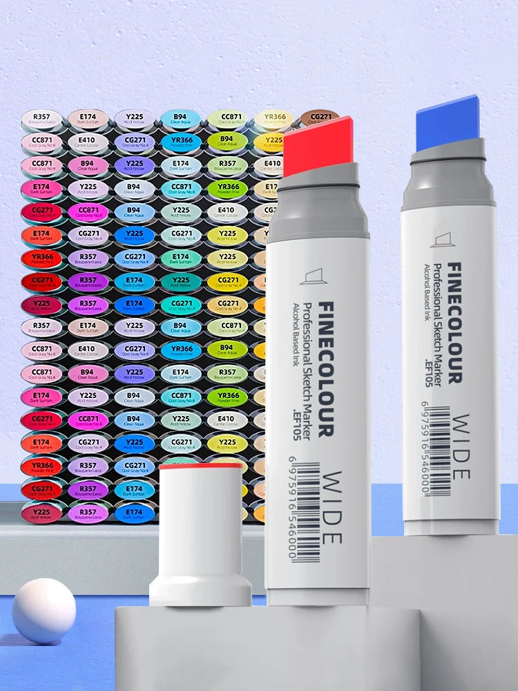 Finecolour 20mm Wide Markers Alcohol Line Sketching Art Markers Pen Drawing School Art Supplies EF105