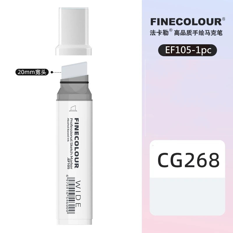 Finecolour 20mm Wide Markers Alcohol Line Sketching Art Markers Pen Drawing School Art Supplies EF105