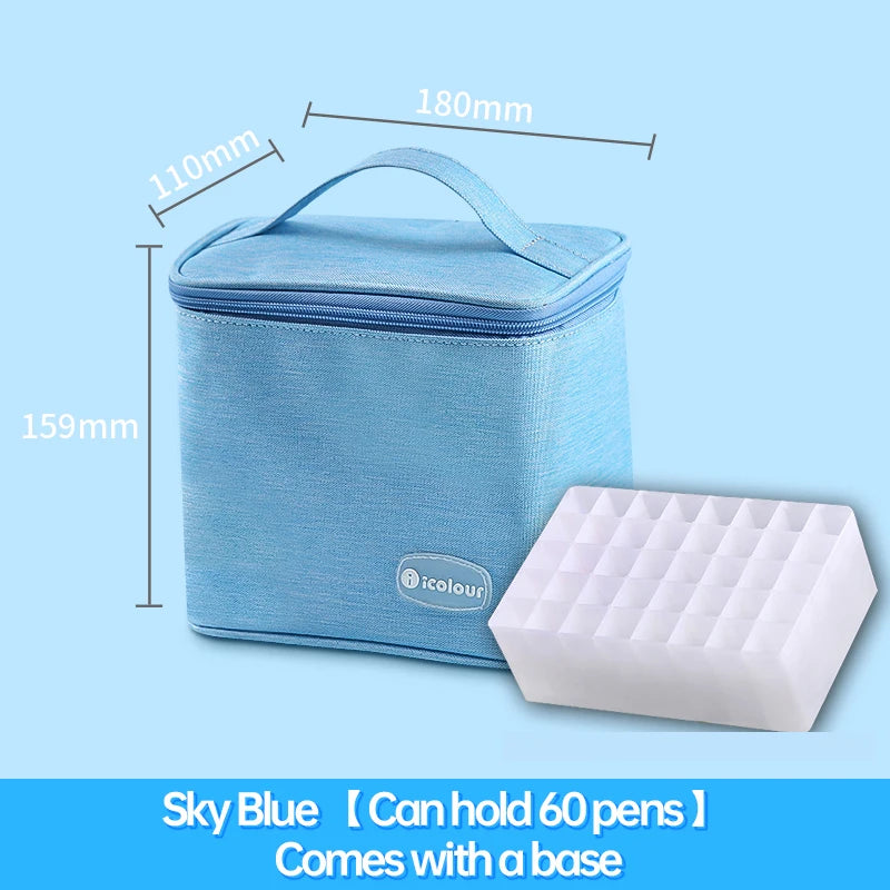 Icolour Zipper Marker Pen Case Larger Capacity Art Markers Canvas Storage Bag 36/48/60/80/168/240pcs Portable Marker Pen Holder