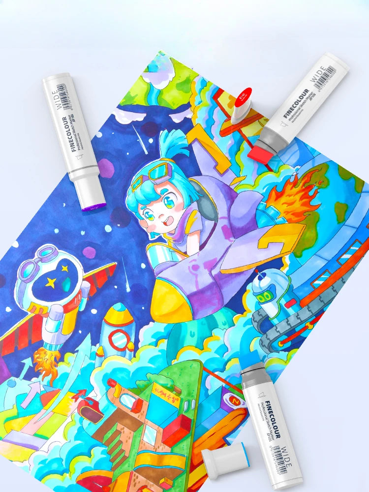 Finecolour 20mm Wide Markers Alcohol Line Sketching Art Markers Pen Drawing School Art Supplies EF105