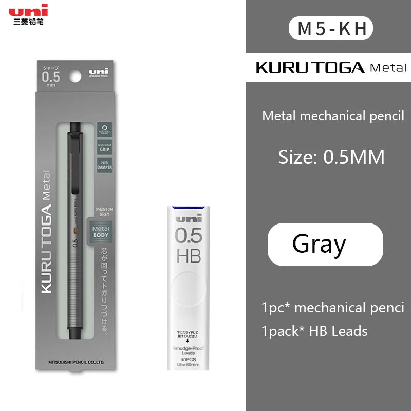 Uni Kuru Toga Wooden Metal Mechanical Pencil M5-KW/KH 0.5MM Heavy Duty Automatic Pencil Back To School Stationery Supplies
