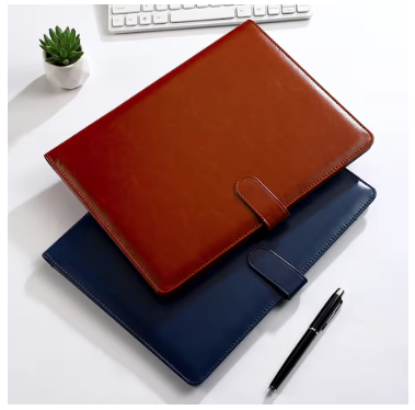 A4 PU Leather Business Folder with Clip, Pen Holder & Card Slots – Professional Office Meeting Organizer