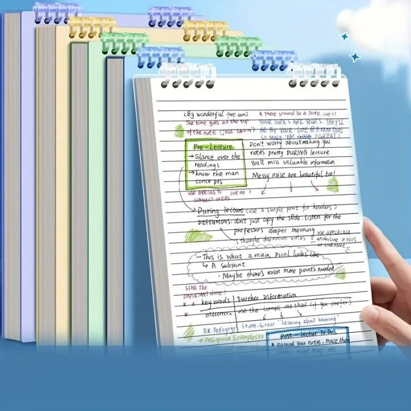 Refillable Spiral Notebook - Top-Flip Binding, Detachable Pages, A5 Lined Journal for Students