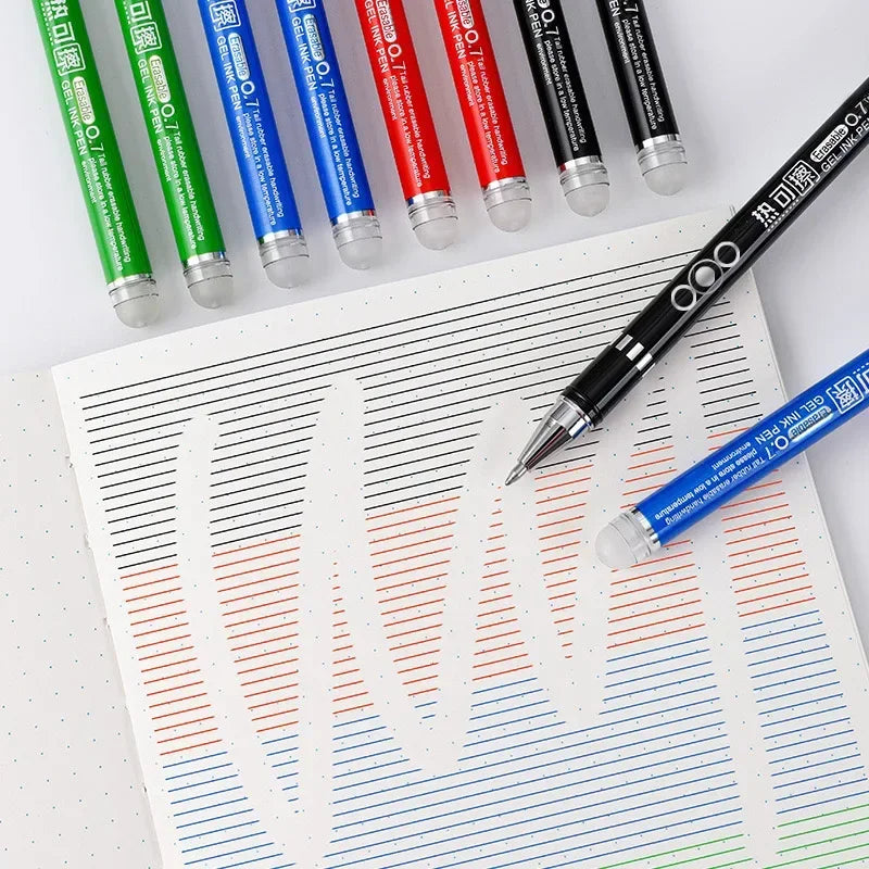4-12PCS Heat Erasable Pens, Bullet Nib, Colored Heat Sensitive Erasable Gel Pen,  0.7MM Smooth Writing, Black Blue Red Green Ink