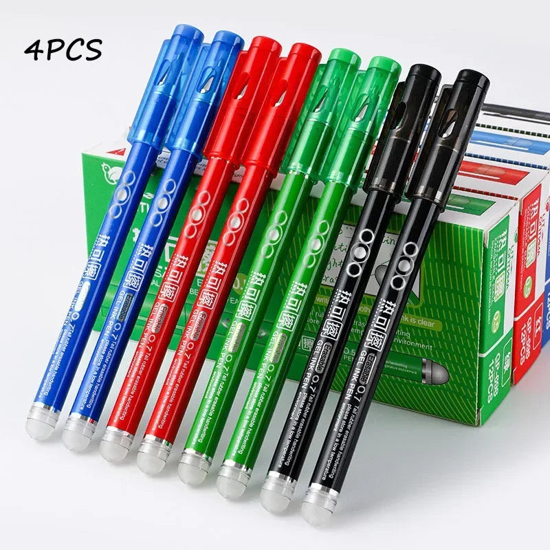4-12PCS Heat Erasable Pens, Bullet Nib, Colored Heat Sensitive Erasable Gel Pen,  0.7MM Smooth Writing, Black Blue Red Green Ink