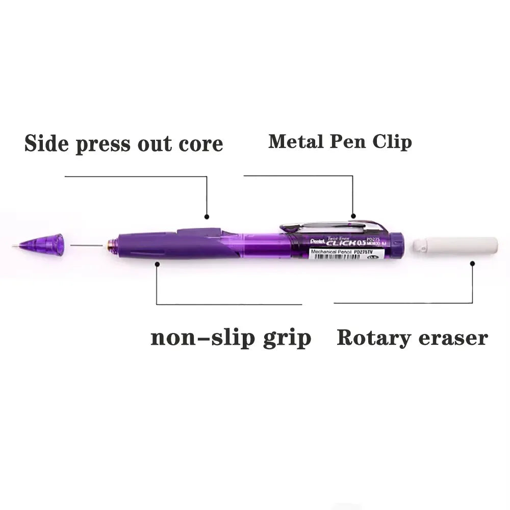Pentel Mechanical Pencil PD275 Side Pressing Out Lead Writing Is Not Easy To Break The Core Cute School Supplies Stationery