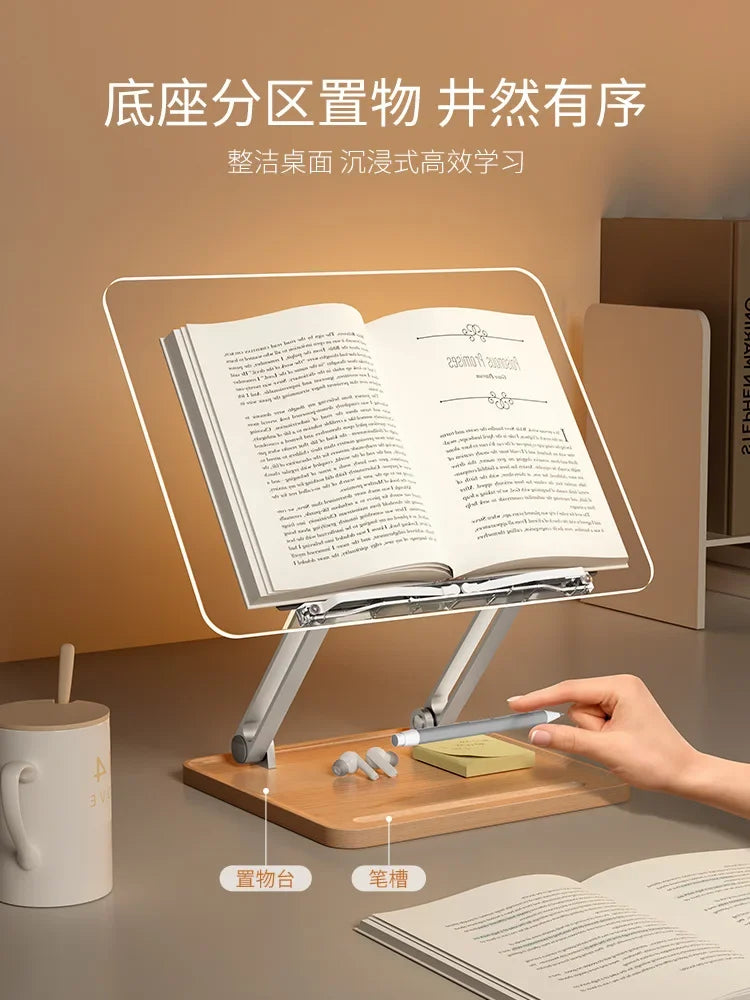 Transparent Acrylic Multifunctional Lifting Reading Stand for Children Reading in Bed Desktop Storage Bookshelf