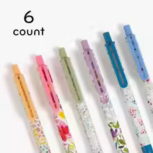 Ballpoint Pens, Black Ink, Bountiful Bouquet (6-Pack)