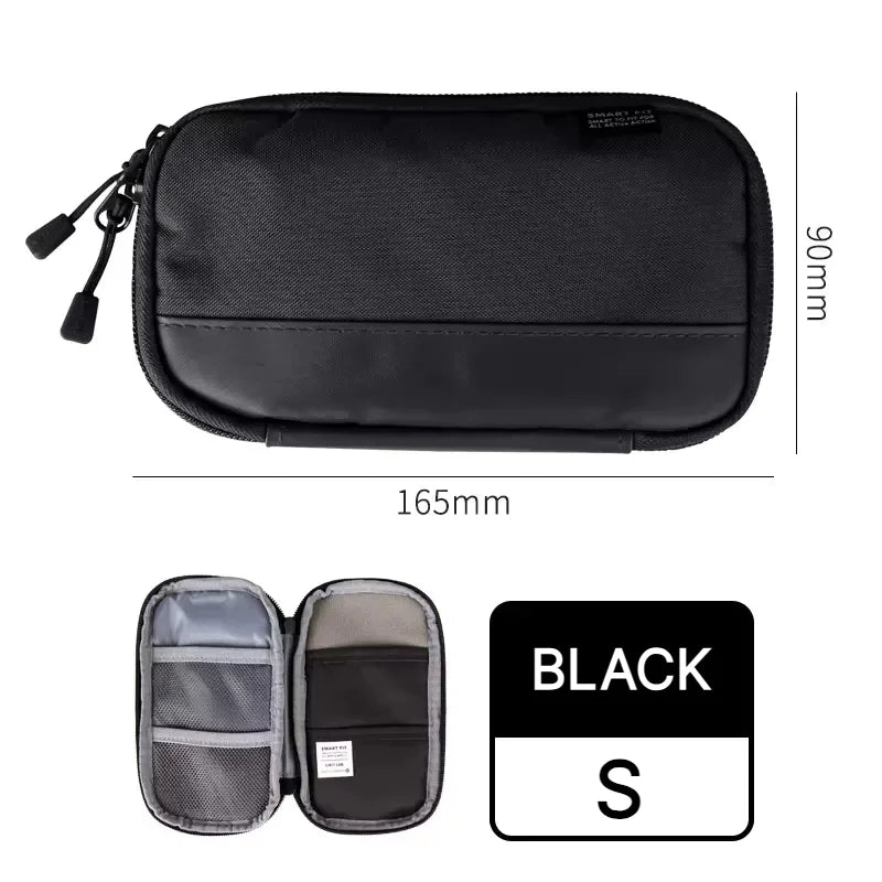 Japan Lihit Lab Large Capacity PU Waterproof Pencil Case Big Pen Holder, Fabric Stationery & Sundry Bag for School Students