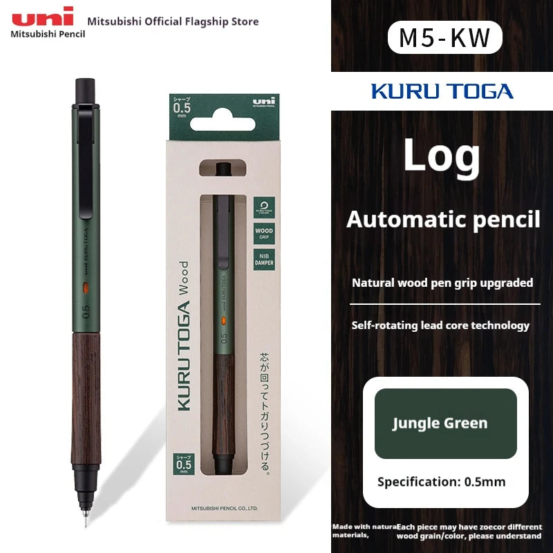 Uni Kuru Toga Wooden Metal Mechanical Pencil M5-KW/KH 0.5MM Heavy Duty Automatic Pencil Back To School Stationery Supplies