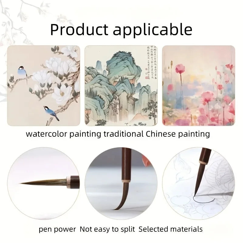 12-piece set，Painting brush set, with bamboo bag - high-quality watercolor and traditional calligraphy brushes