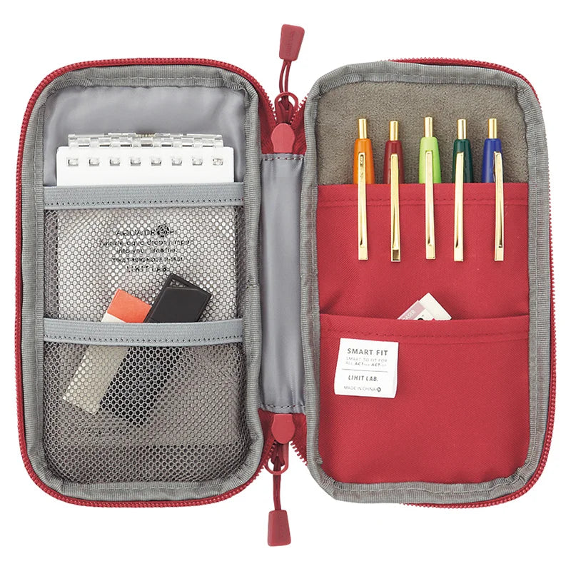 Japan Lihit Lab Large Capacity PU Waterproof Pencil Case Big Pen Holder, Fabric Stationery & Sundry Bag for School Students