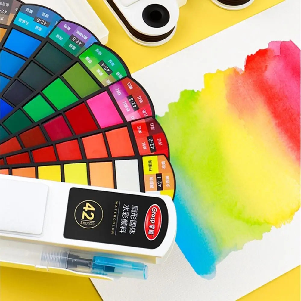Folding Watercolor Paint Set 18/24/36/42 Colors Solid Watercolor Pigment with Water Brush Pen Oil Painting Kit School