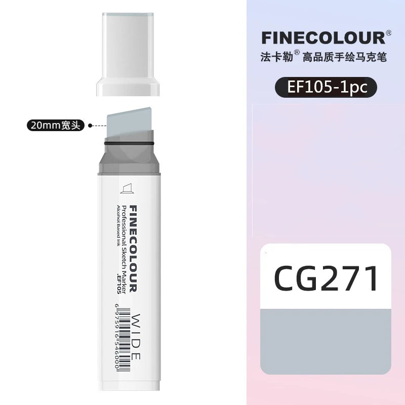 Finecolour 20mm Wide Markers Alcohol Line Sketching Art Markers Pen Drawing School Art Supplies EF105