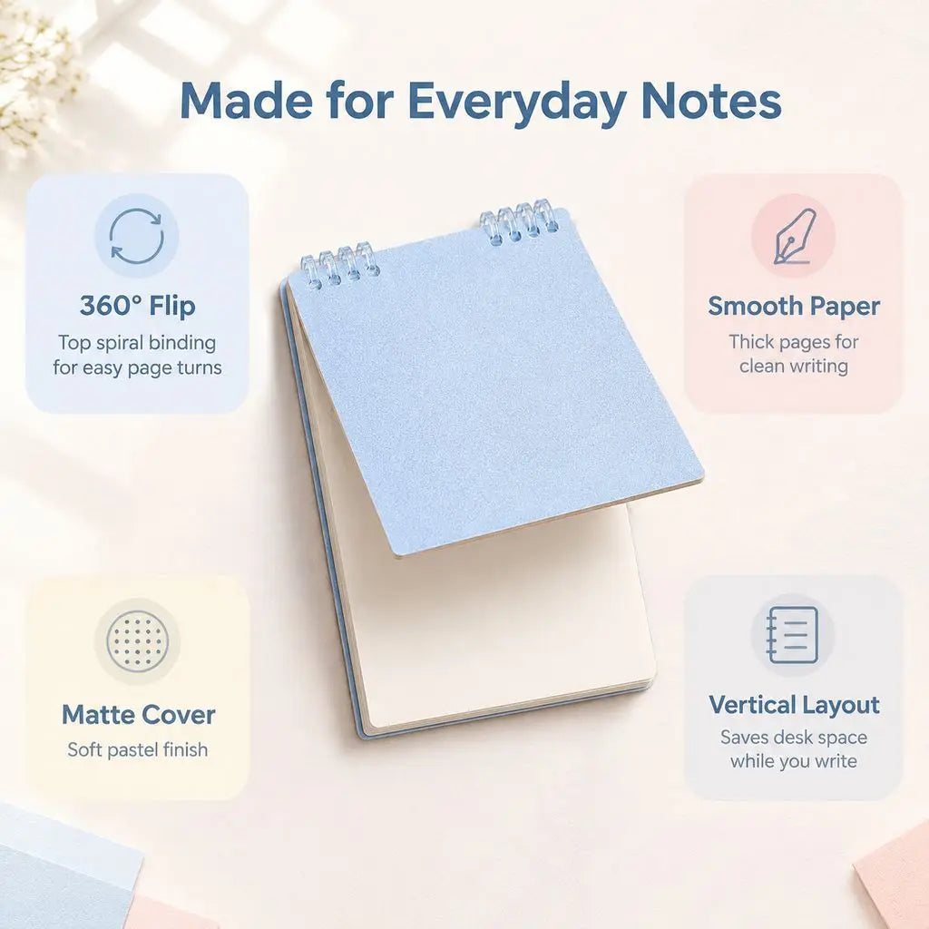 Refillable Spiral Notebook - Top-Flip Binding, Detachable Pages, A5 Lined Journal for Students