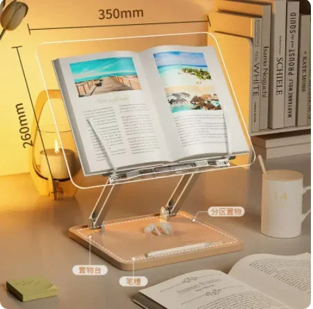 Transparent Acrylic Multifunctional Lifting Reading Stand for Children Reading in Bed Desktop Storage Bookshelf