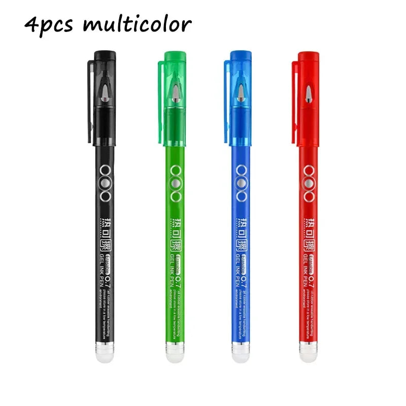 4-12PCS Heat Erasable Pens, Bullet Nib, Colored Heat Sensitive Erasable Gel Pen,  0.7MM Smooth Writing, Black Blue Red Green Ink