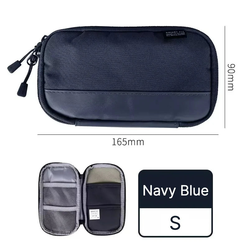 Japan Lihit Lab Large Capacity PU Waterproof Pencil Case Big Pen Holder, Fabric Stationery & Sundry Bag for School Students