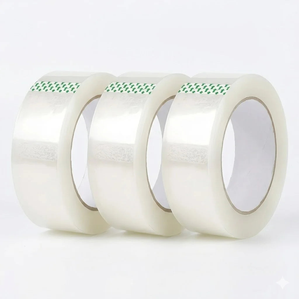 Transparent Adhesive Tape 3 Pack 45mm Wide 50m Long Strong Clear Tape for Stationery and Packing