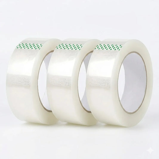 Transparent Adhesive Tape 3 Pack 45mm Wide 50m Long Strong Clear Tape for Stationery and Packing