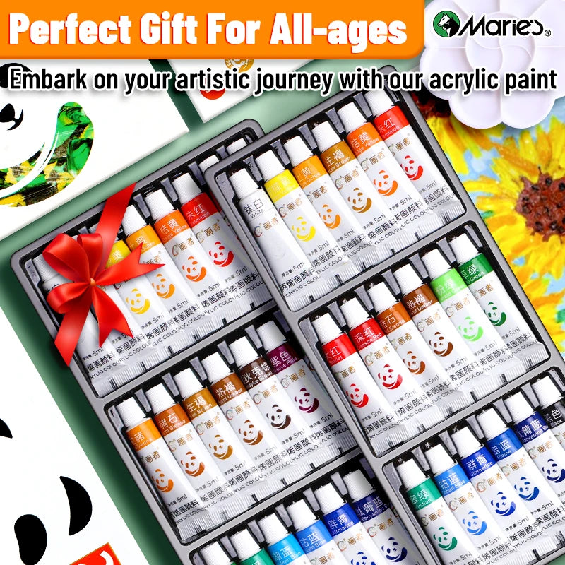 23/29/35 pcs Acrylic Paint Set, Professional 12/18/24 Colors 5ml/Tubes Kit for Paper, Wood, Canvas, Rock, Ceramic, DIY for Adult