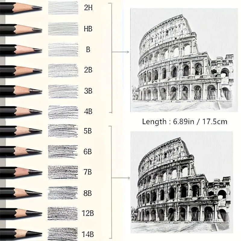 25 Pcs Drawing Sketching Coloring Set Drawing Pencils & Sketching Kit Art Tool Kit Professional Art Supplies Set