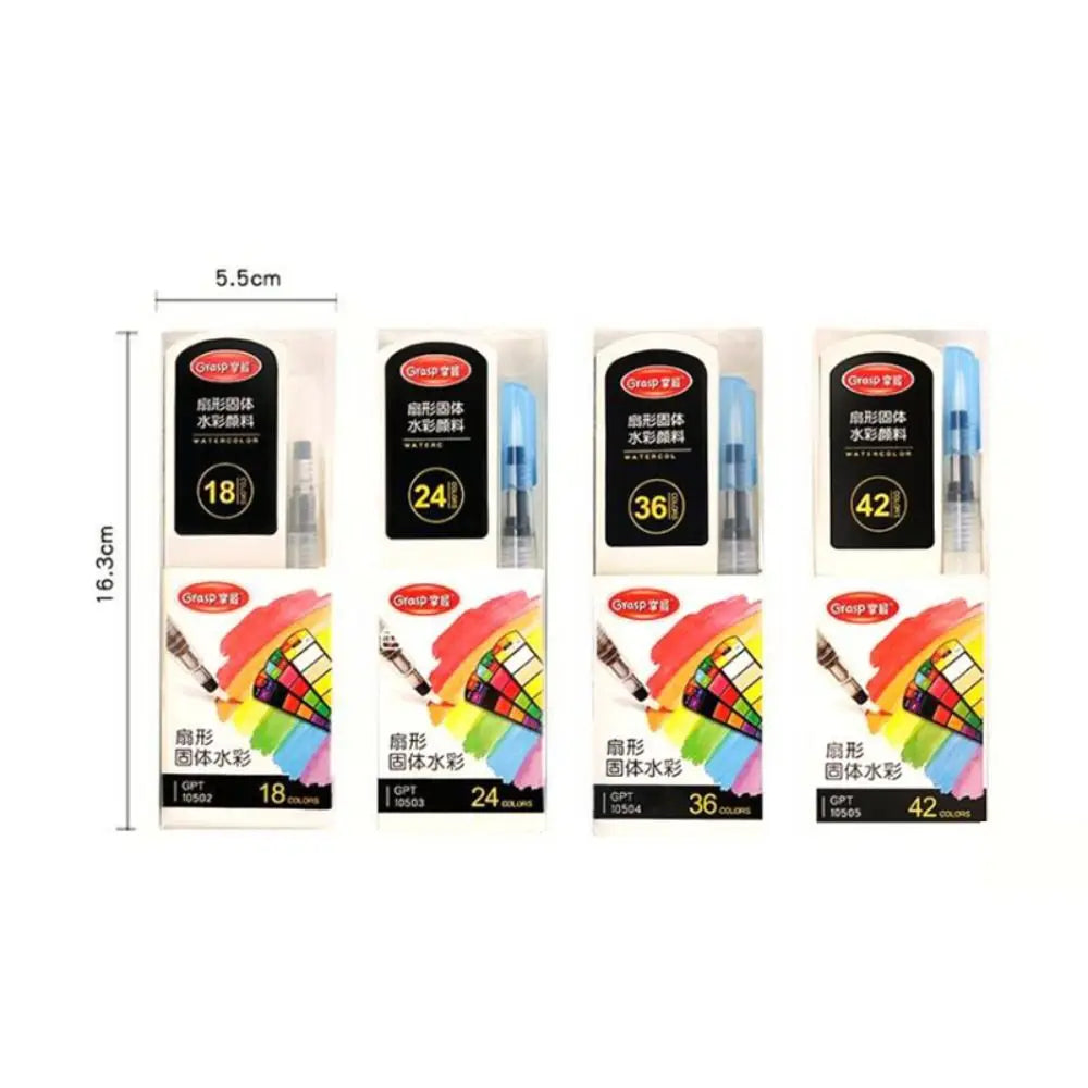 Folding Watercolor Paint Set 18/24/36/42 Colors Solid Watercolor Pigment with Water Brush Pen Oil Painting Kit School