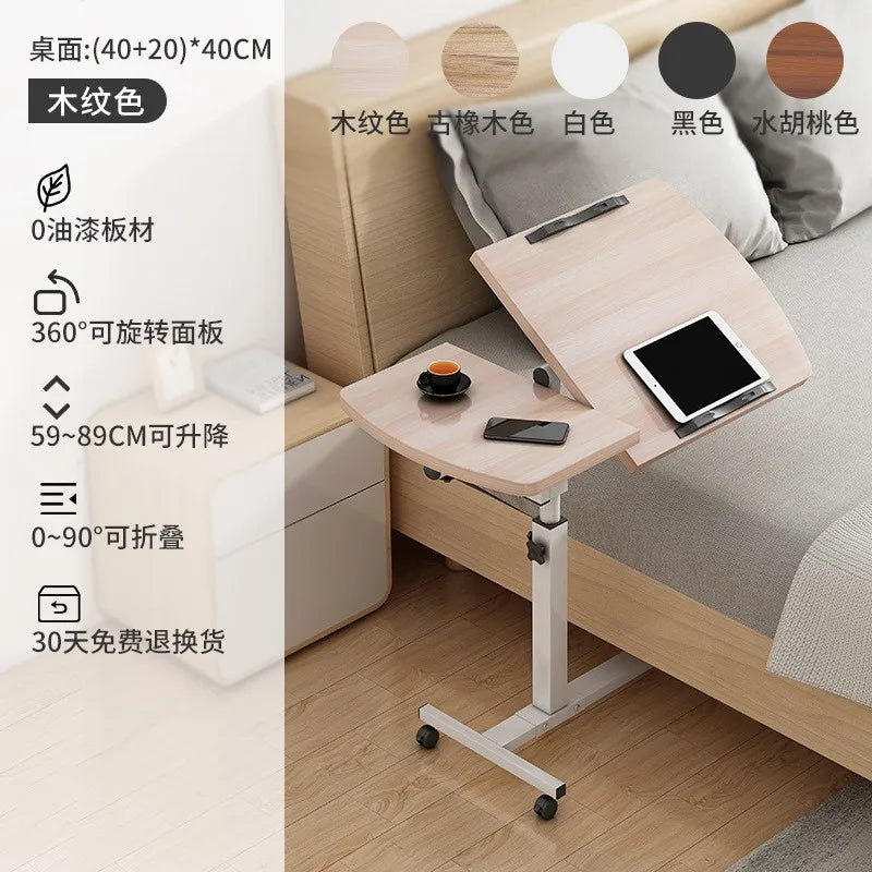 Foldable Height Adjustable Movable Computer Desk Stand Floor Lazy Bedside Table Multi Purpose Reading Puzzle Rack