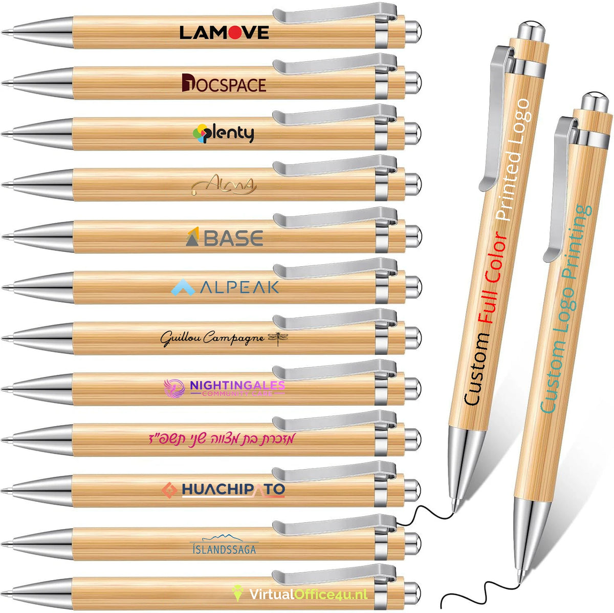 20-200PCS Customizable Bamboo Ballpoint Pens Personalized Company Business LOGO Wood Pen Ideal for School Offices Advertising